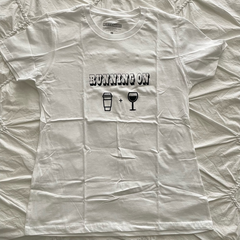 Kittenish Running on Coffee + Wine Tee